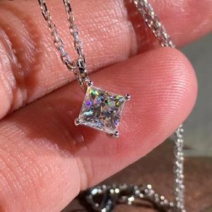 2 Carat Princess Cut Diamond Solitaire Necklace